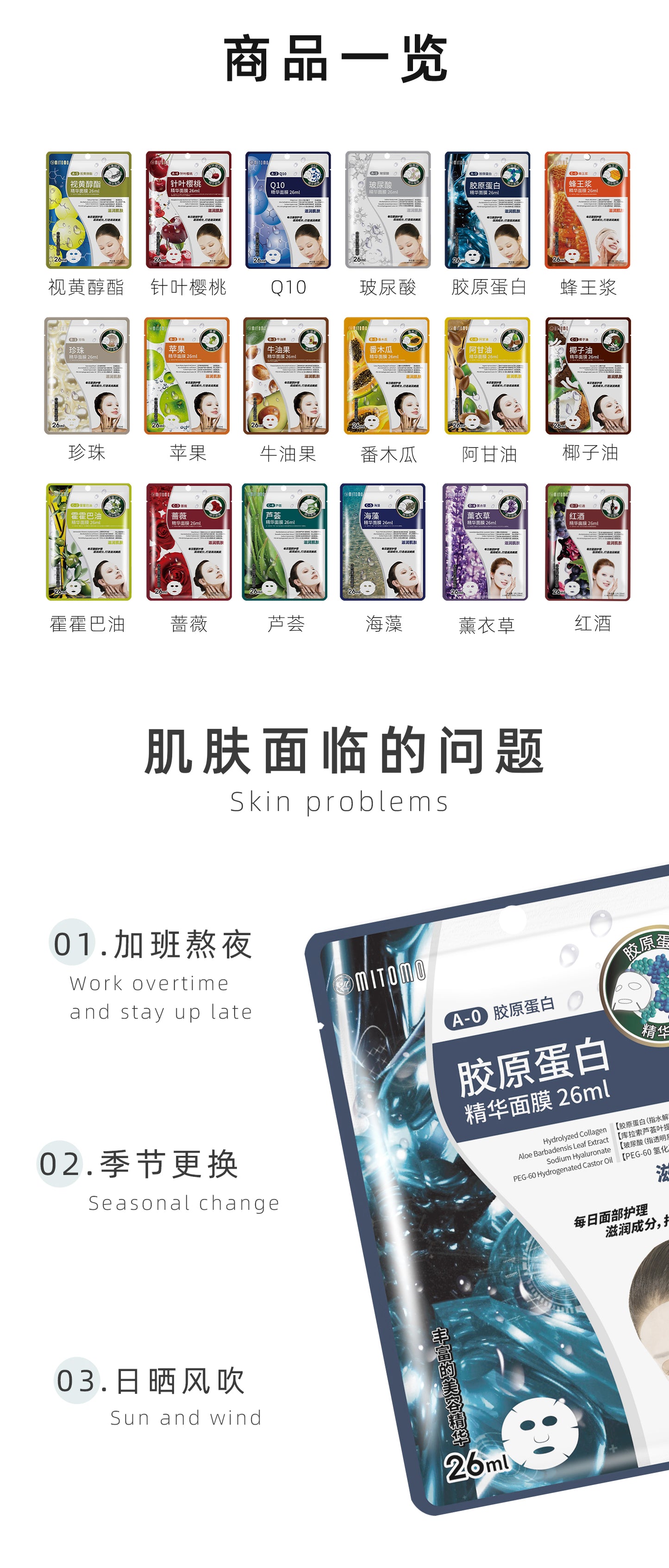 MITOMO胶原蛋白面膜-深层滋养，焕发弹润美肌-26ml/片【MTSS00512-A-0C】